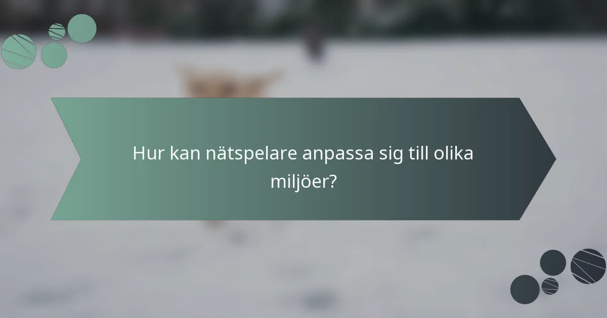 Hur kan nätspelare anpassa sig till olika miljöer?