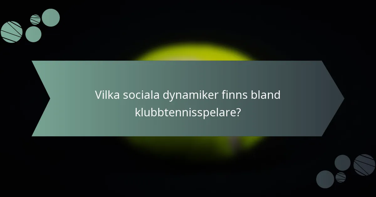 Vilka sociala dynamiker finns bland klubbtennisspelare?